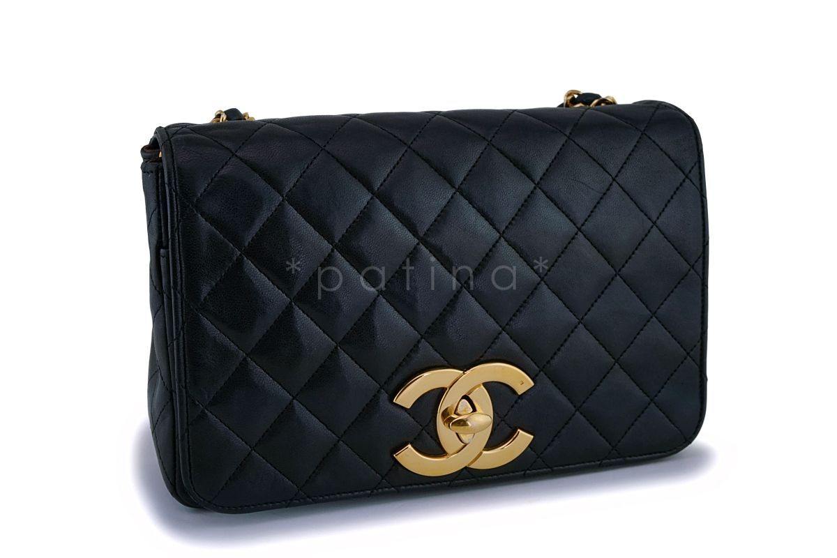 Chanel Vintage Black Lambskin Big CC Small Classic Flap Bag 24k GHW