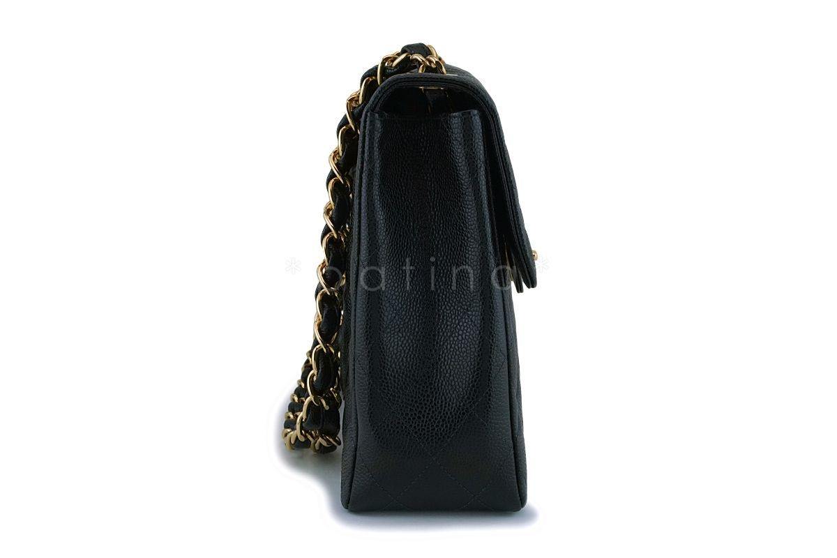 Chanel Vintage Black Caviar Jumbo Classic Flap Bag 24k GHW