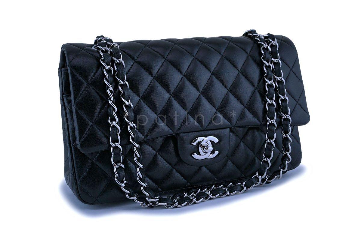 Chanel Black Lambskin Medium Classic Double Flap Bag SHW