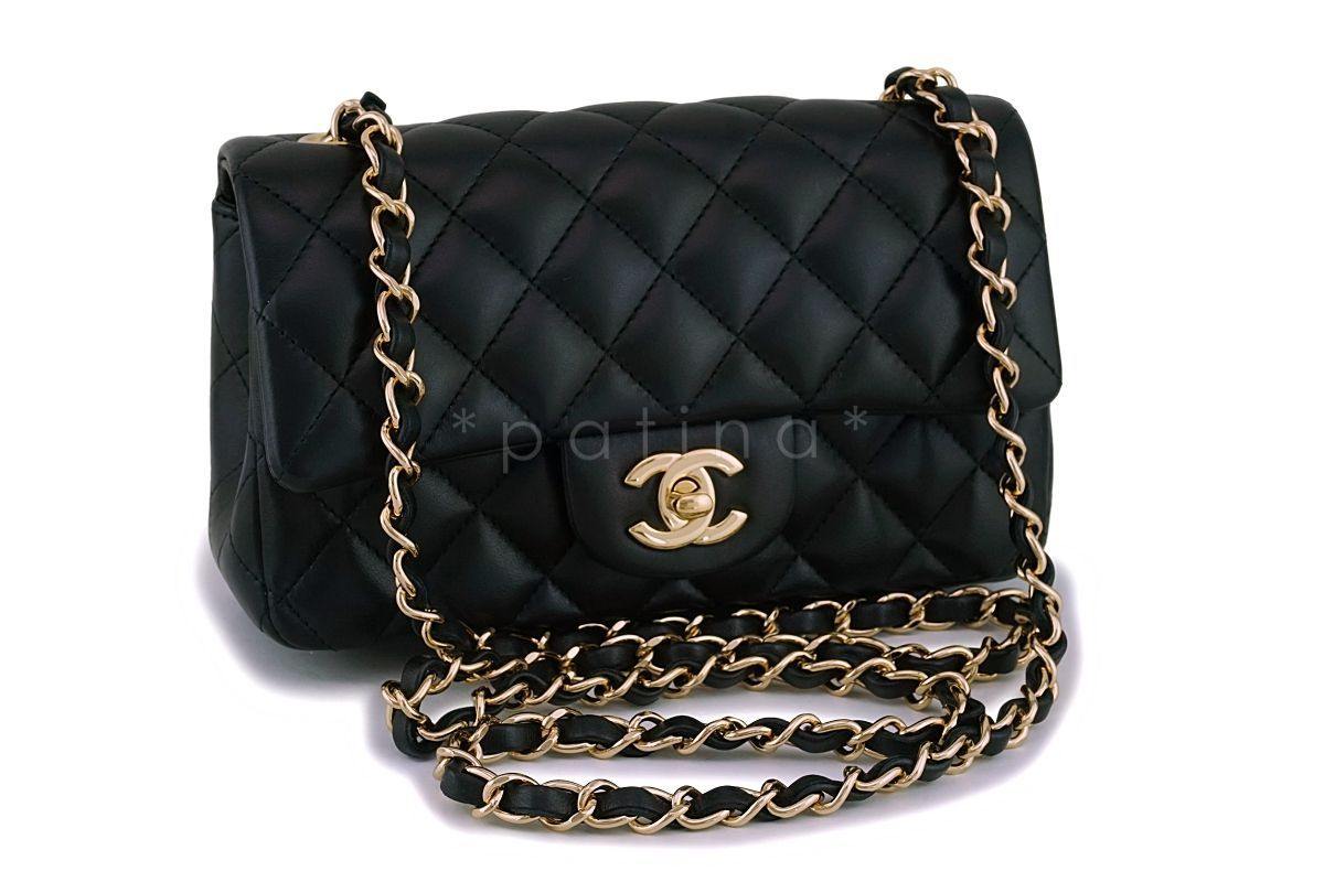 Chanel Black Lambskin Rectangular Mini Classic Flap Bag GHW