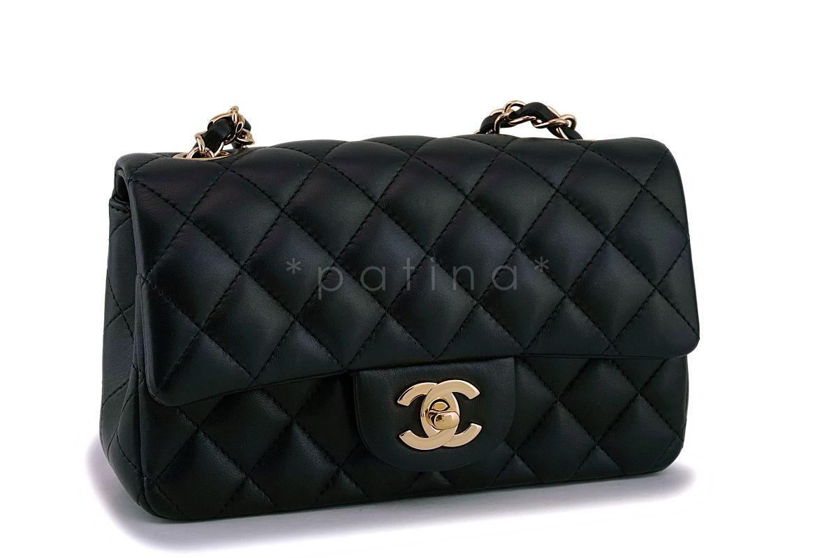 Chanel Black Lambskin Rectangular Mini Classic Flap Bag GHW