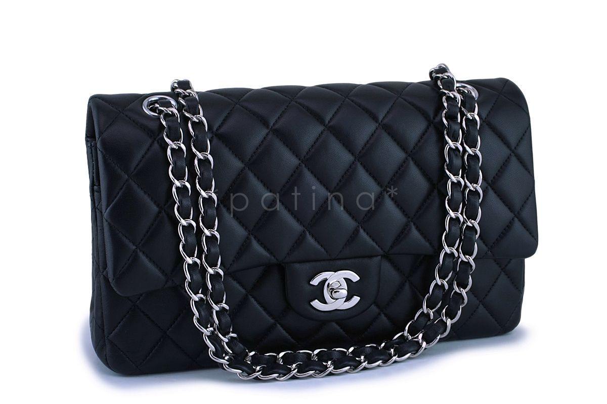 Chanel Black Lambskin Medium Classic Double Flap Bag SHW
