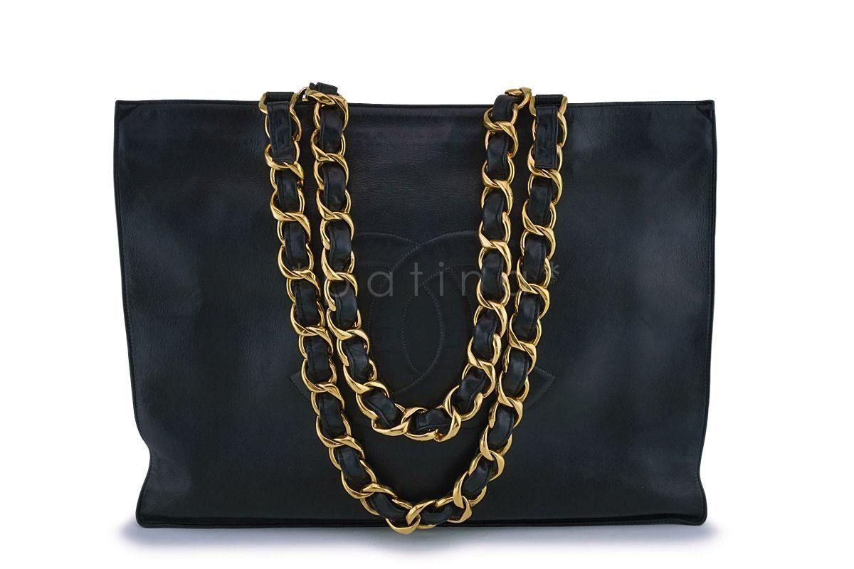 Chanel Vintage Black Chunky Chain Classic Tote Bag 24k GHW