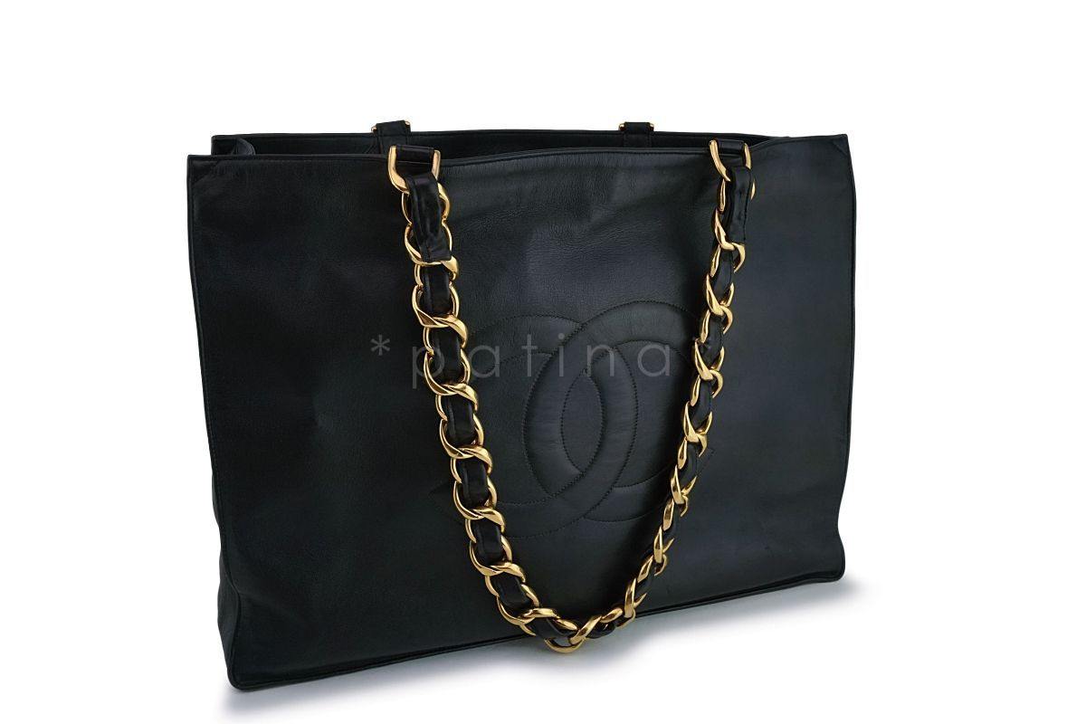 Chanel Vintage Black Chunky Chain Classic Tote Bag 24k GHW