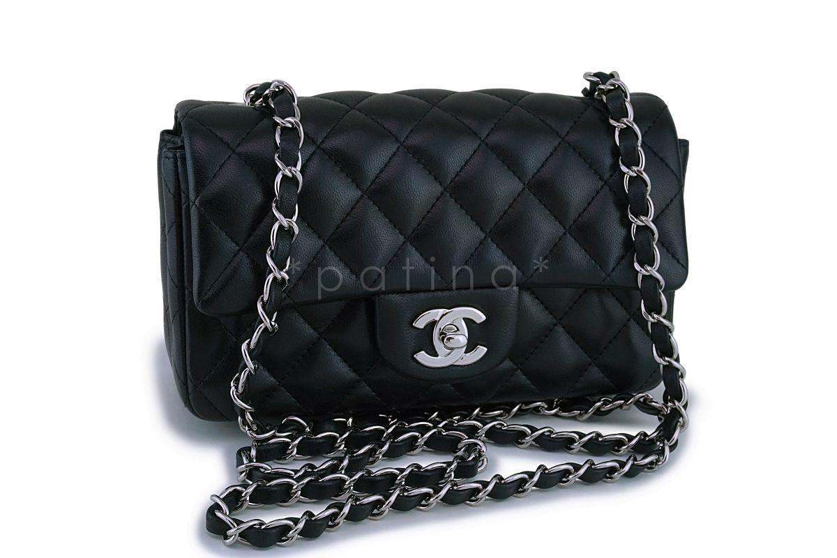 Chanel Black Lambskin Rectangular Mini Classic Flap Bag SHW