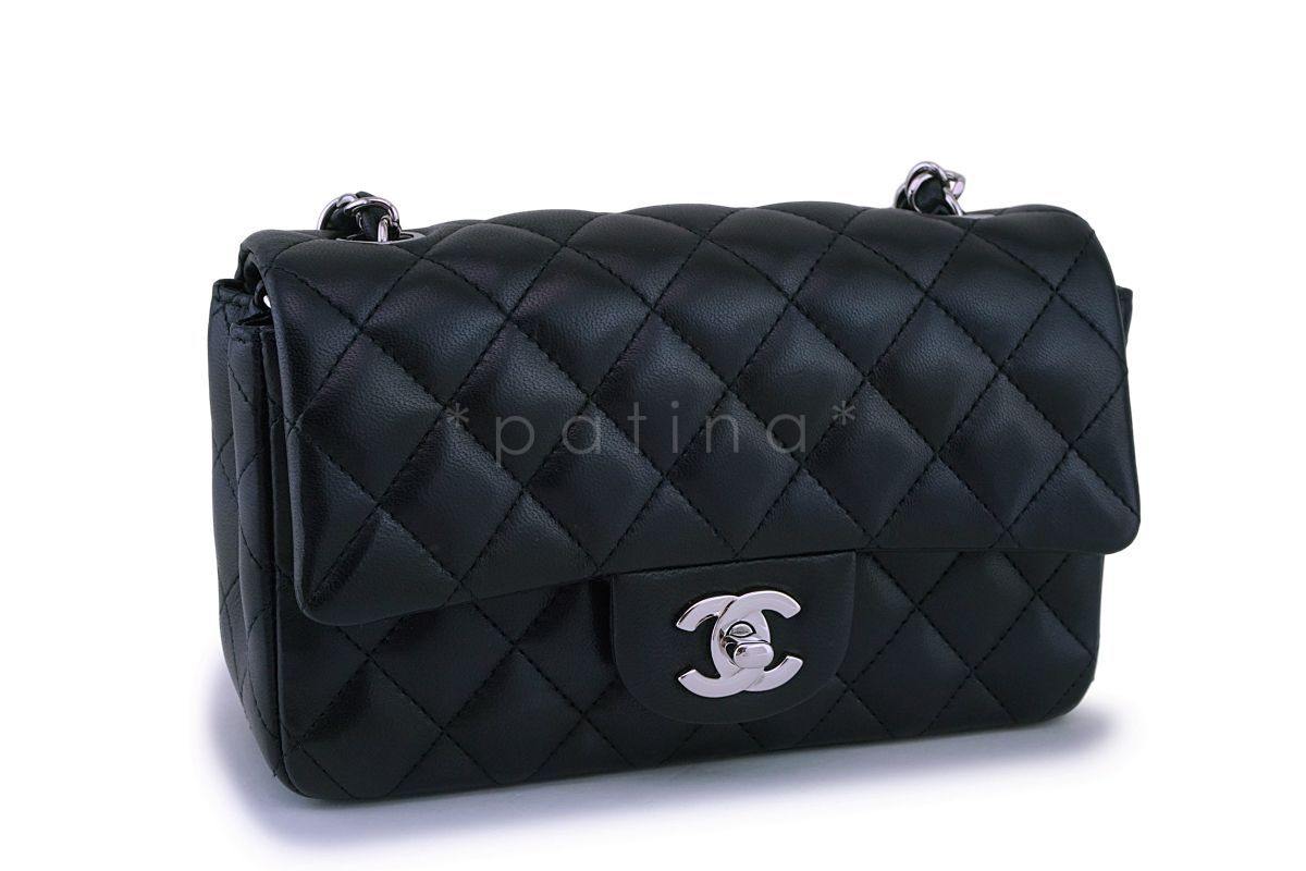Chanel Black Lambskin Rectangular Mini Classic Flap Bag SHW