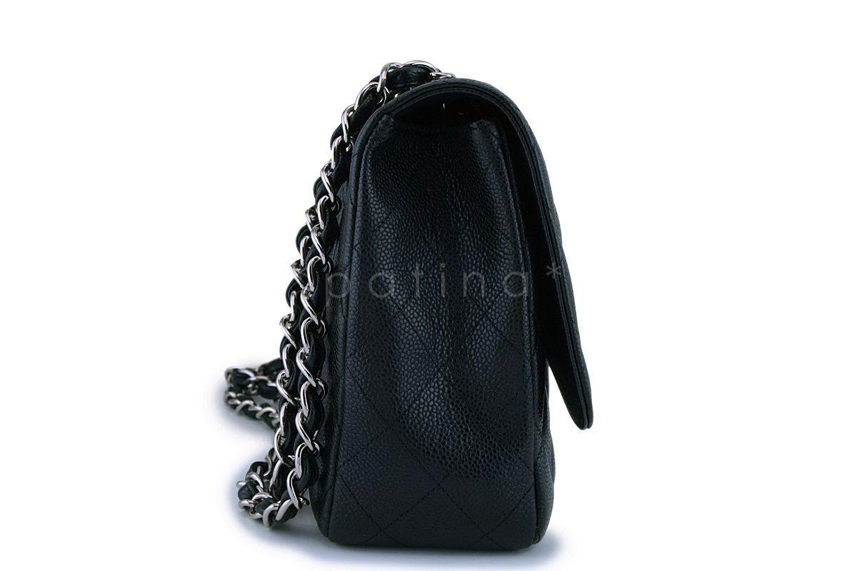 Chanel Black Caviar Jumbo Classic Flap Bag SHW