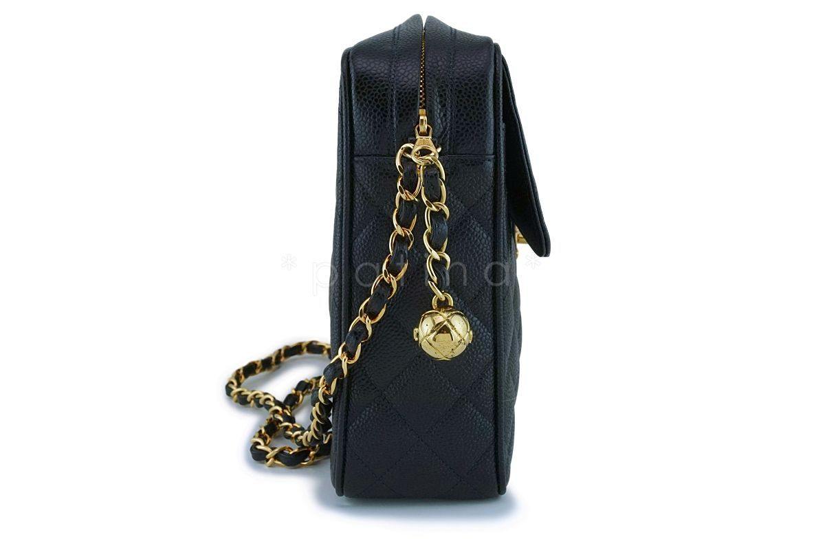 Chanel Vintage Black Caviar Classic Flap Camera Bag 24k GHW