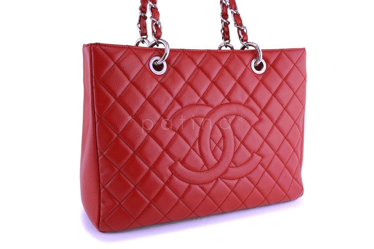 Chanel Red Caviar Grand Shopper Tote GST Bag SHW