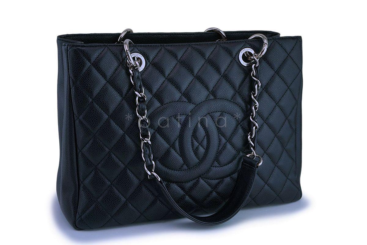 Chanel Black Caviar Classic Grand Shopper Tote GST Shopping Bag SHW