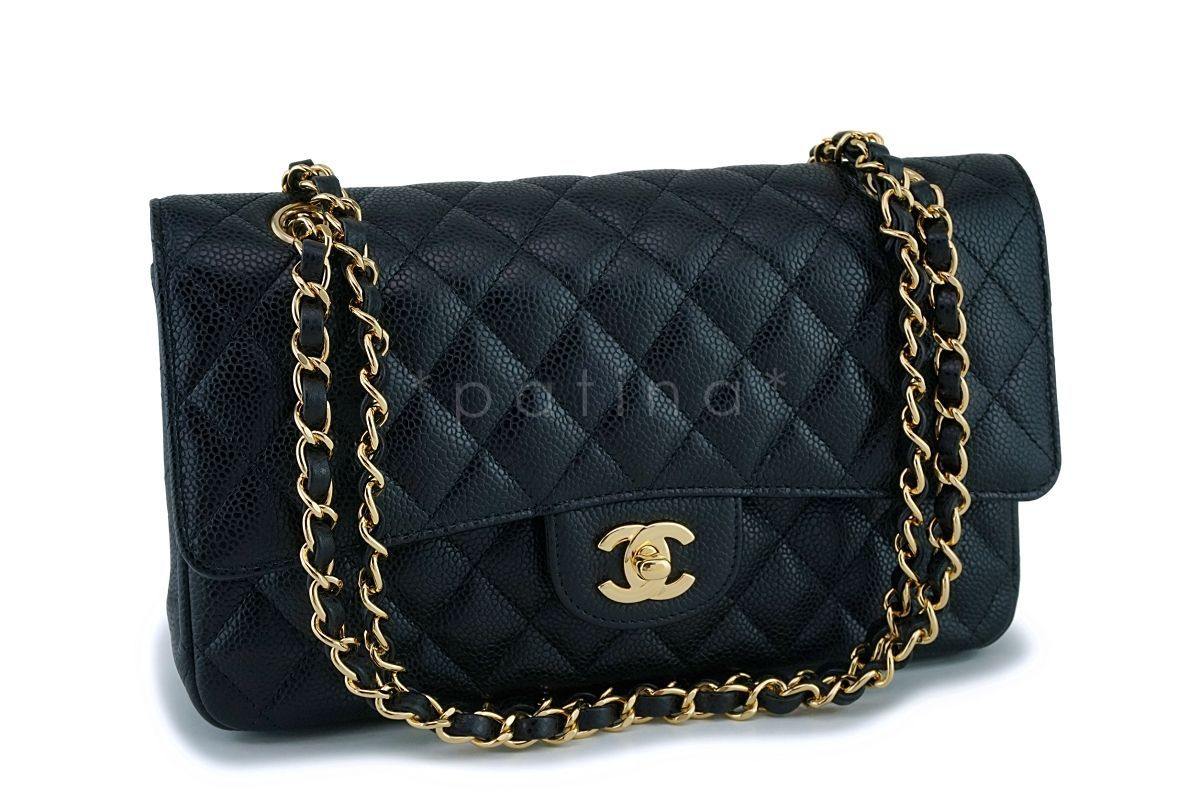 Chanel Black Caviar Medium Classic Double Flap Bag GHW (NEW)