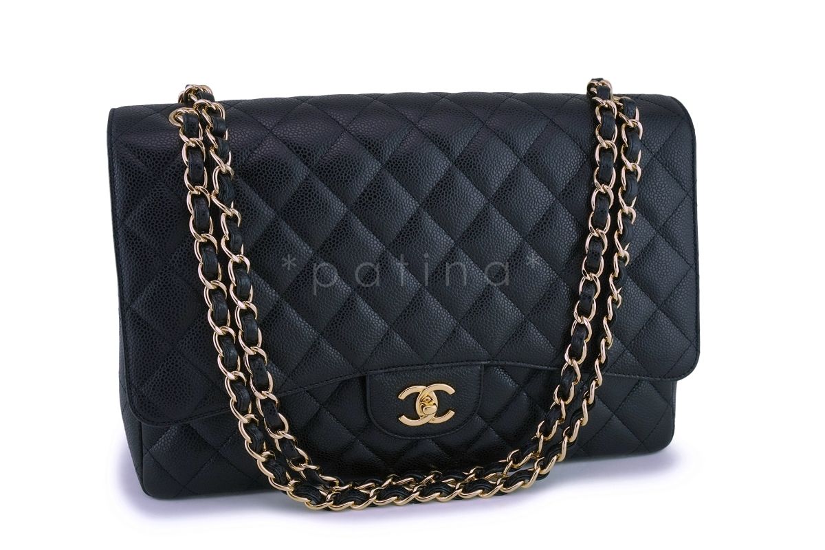 Chanel Black Caviar Maxi Classic Flap Bag GHW