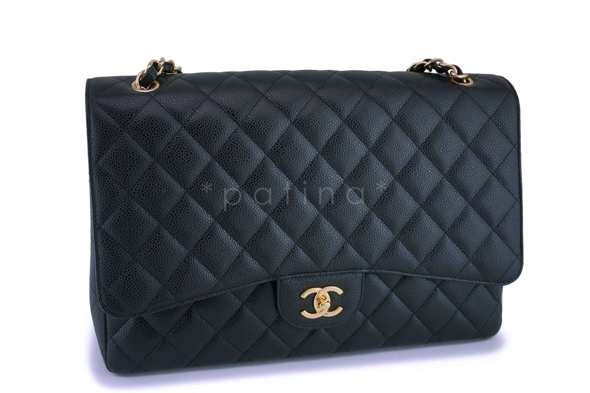 Chanel Black Caviar Maxi Classic Flap Bag GHW