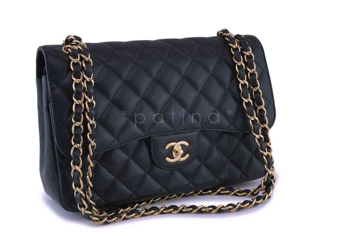 Chanel Black Caviar Jumbo Classic Double Flap Bag GHW