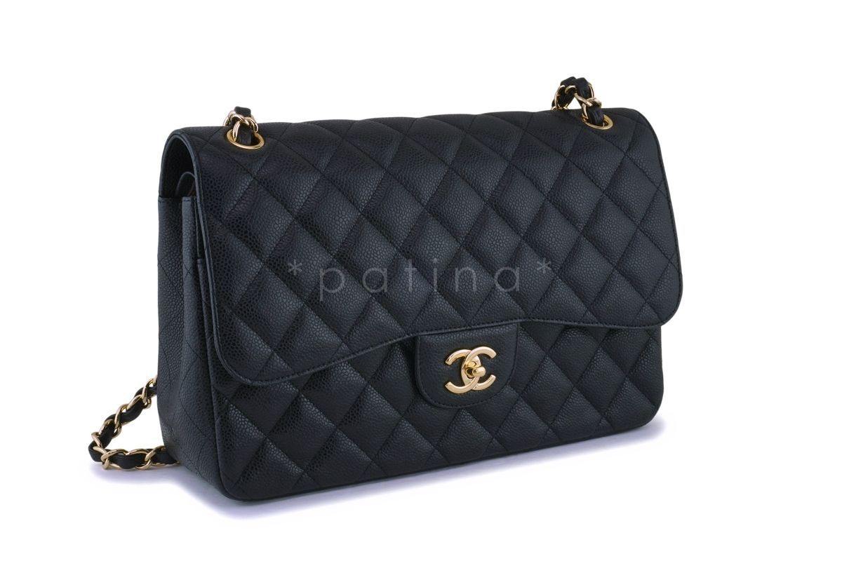 Chanel Black Caviar Jumbo Classic Double Flap Bag GHW
