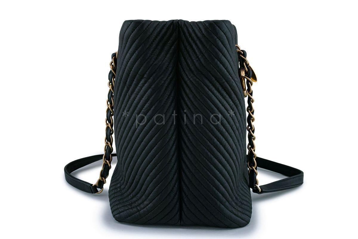 Chanel Chevron Quilted Classic Shopper Tote Bag GHW