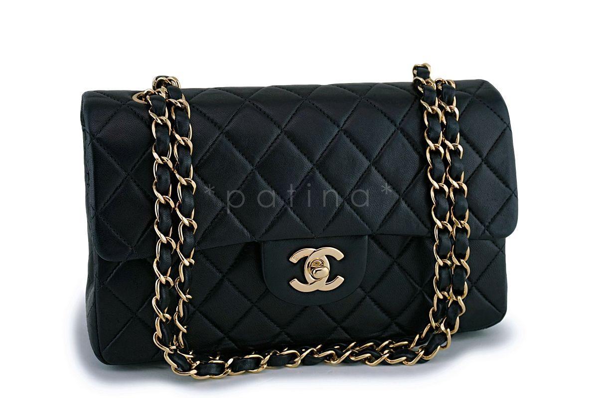 Chanel Black Lambskin Small Classic Double Flap Bag 24k GHW