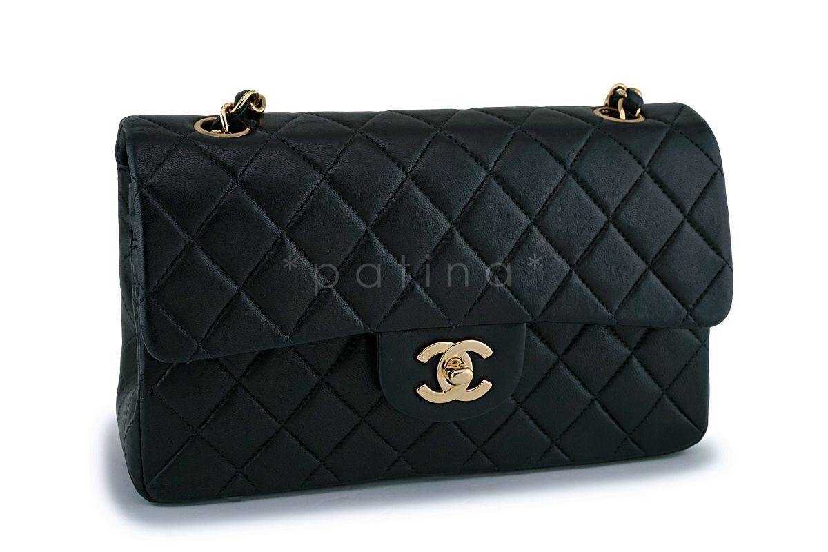 Chanel Black Lambskin Small Classic Double Flap Bag 24k GHW