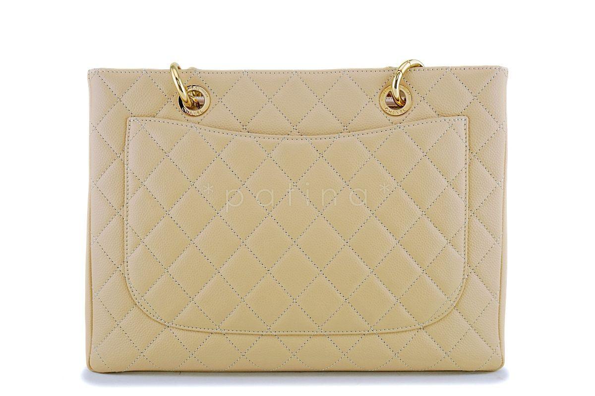 Chanel Beige Caviar Grand Shopper Tote GST Bag GHW