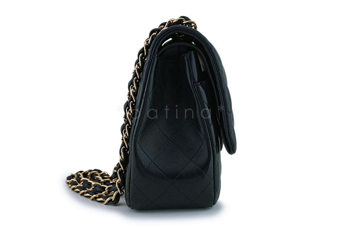 Chanel Black Lambskin Jumbo Classic Double Flap Bag GHW