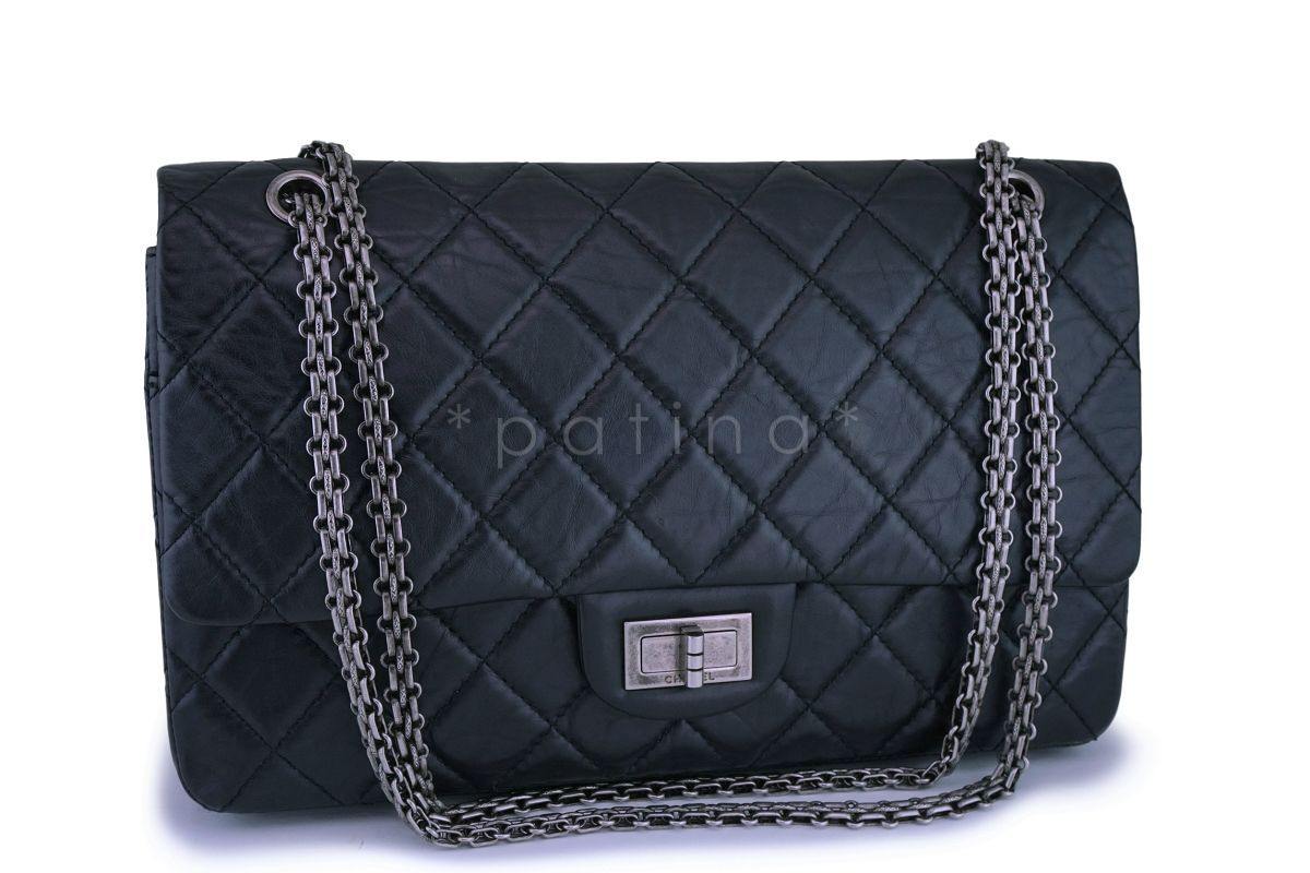 Chanel Black Aged Calfskin Reissue Large 227 2.55 Flap Bag RHW