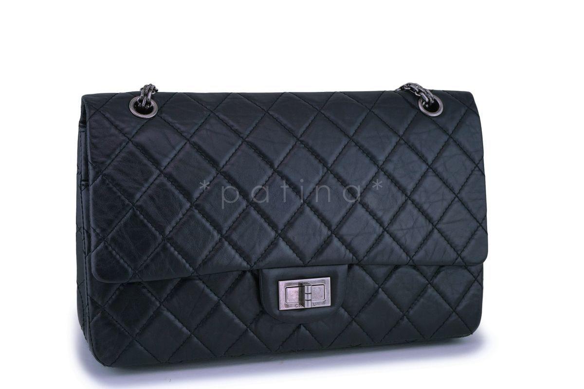 Chanel Black Aged Calfskin Reissue Large 227 2.55 Flap Bag RHW