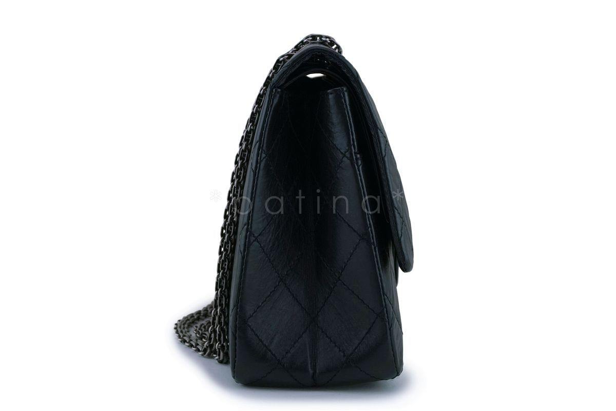 Chanel Black Aged Calfskin Reissue Large 227 2.55 Flap Bag RHW