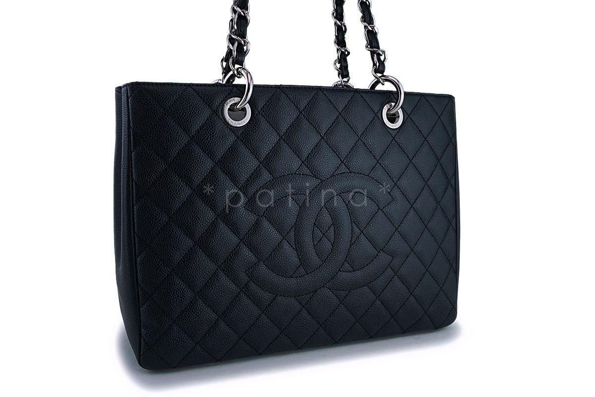 Chanel Black Caviar Timeless Grand Shopper Tote GST Bag SHW