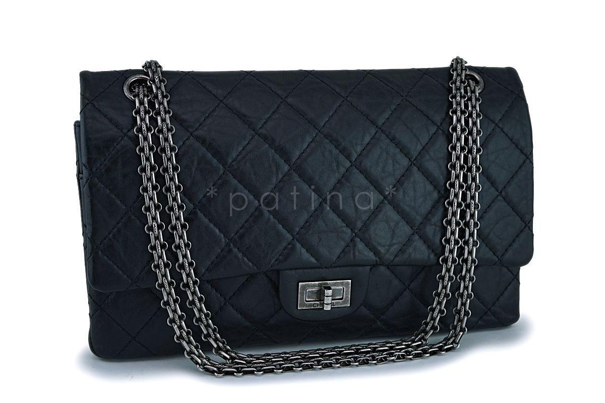 Chanel Black Reissue 2.55 Flap Bag Medium 226 Aged Calfskin RHW