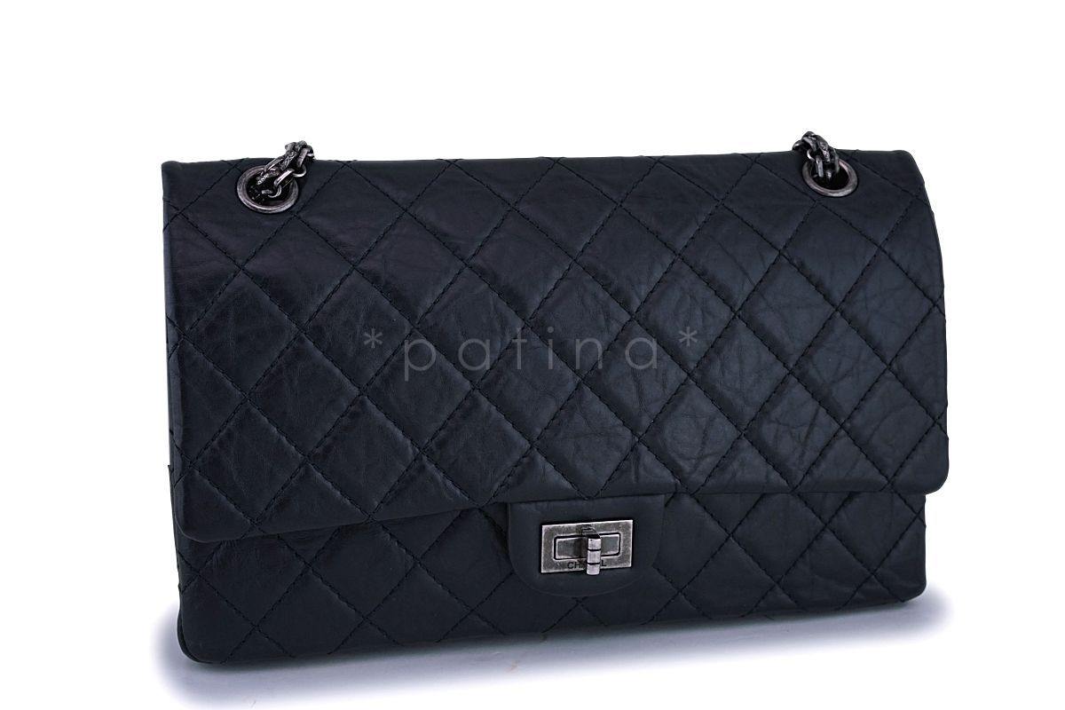 Chanel Black Reissue 2.55 Flap Bag Medium 226 Aged Calfskin RHW