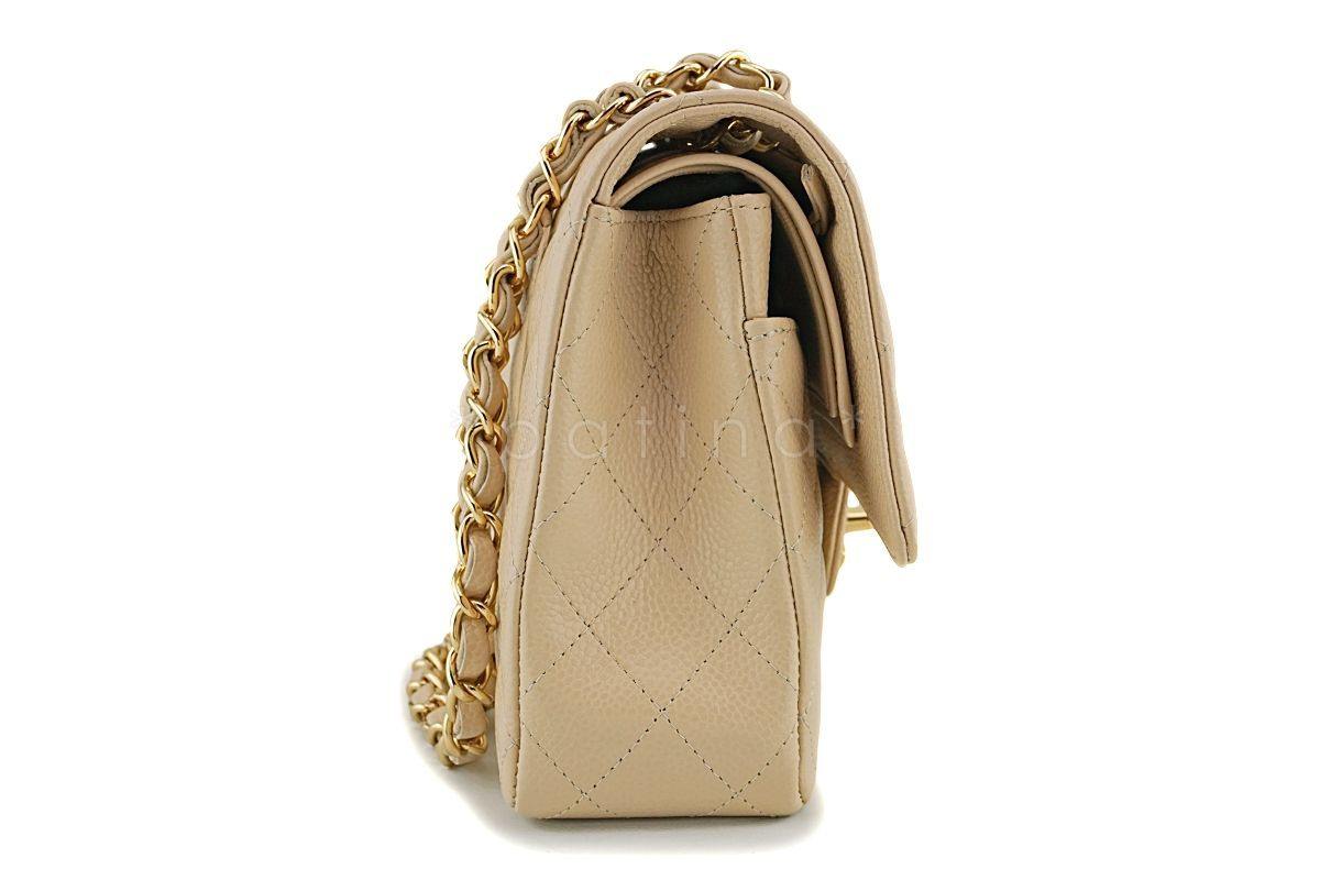 Chanel Beige Clair Caviar Medium Classic Double Flap Bag GHW