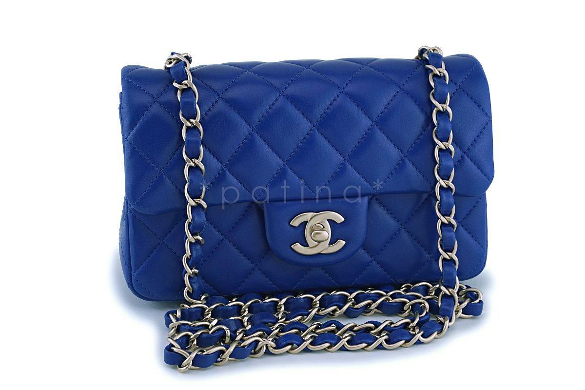 Chanel Royal Blue Roi Lambskin Rectangular Mini Classic Flap Bag GHW