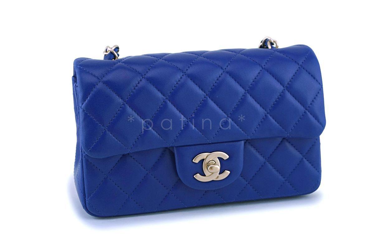 Chanel Royal Blue Roi Lambskin Rectangular Mini Classic Flap Bag GHW