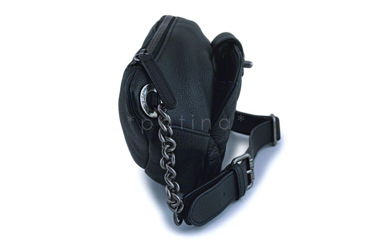 Chanel Black Grained Calfskin Quilted Classic Fanny Pack Bag RHW