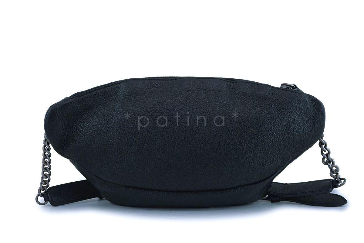 Chanel Black Grained Calfskin Quilted Classic Fanny Pack Bag RHW