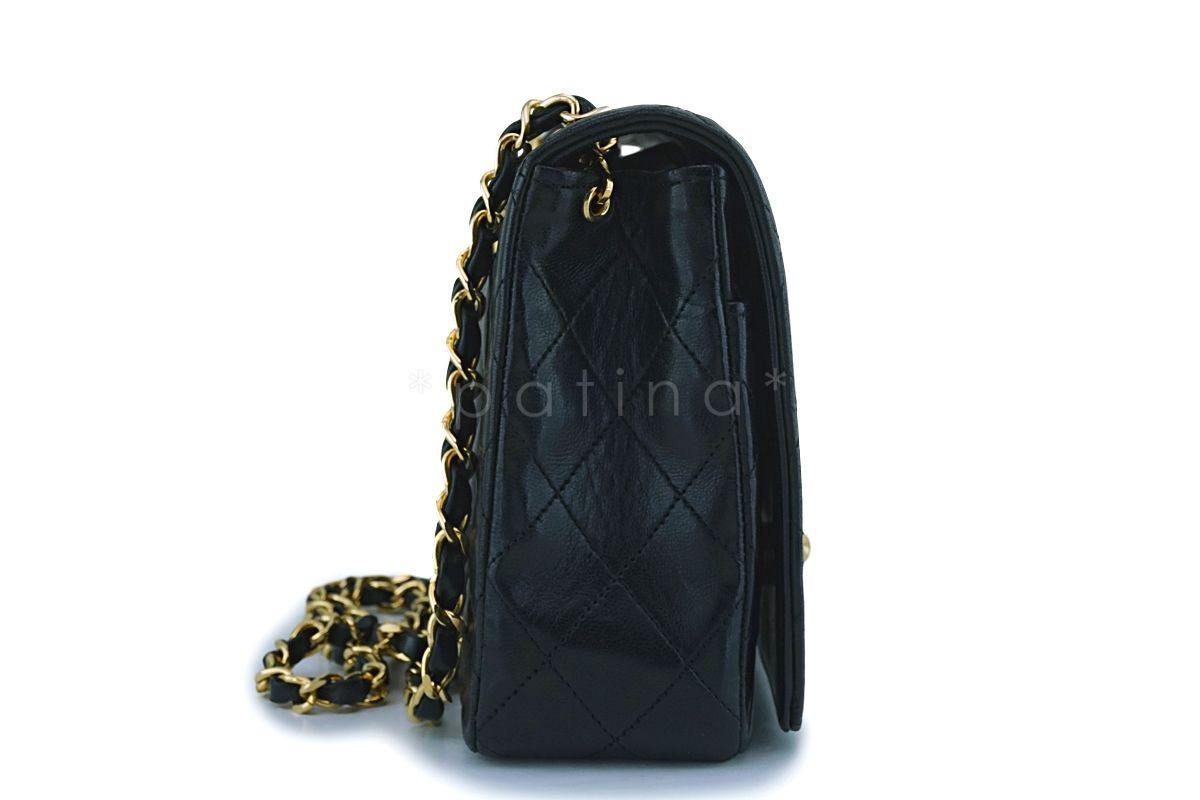 Rare Chanel Vintage Black Lambskin Big CC Small Classic Flap Bag 24k GHW SOL