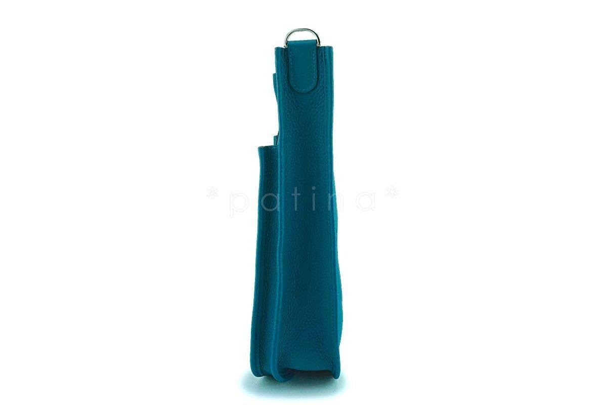 NIB Hermes Blue Green Vert Bosphore Evelyne III PM 29cm Bag PHW