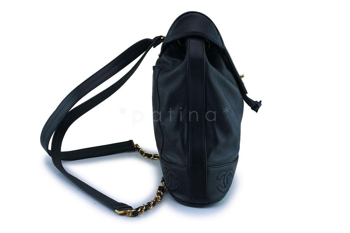 Rare Chanel Vintage Black Caviar Backpack Bag 24k GHW 3QZ