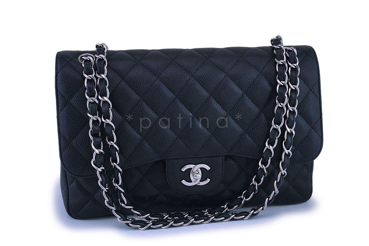 Chanel Black Caviar Jumbo Classic Double Flap Bag SHW