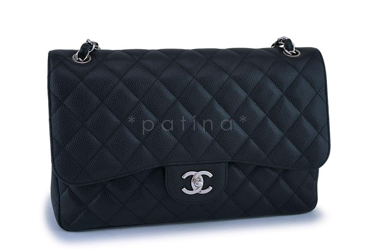 Chanel Black Caviar Jumbo Classic Double Flap Bag SHW