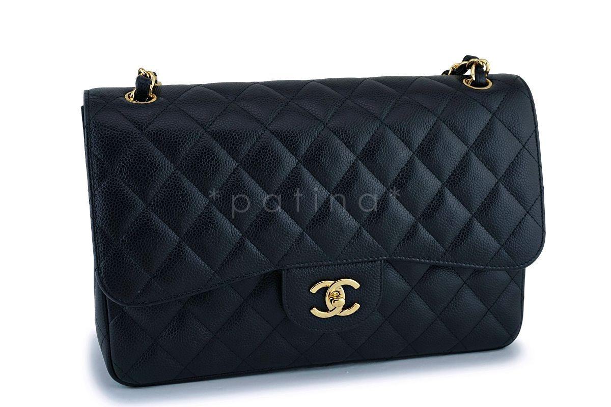 Chanel Black Caviar Jumbo Classic Double Flap Bag GHW
