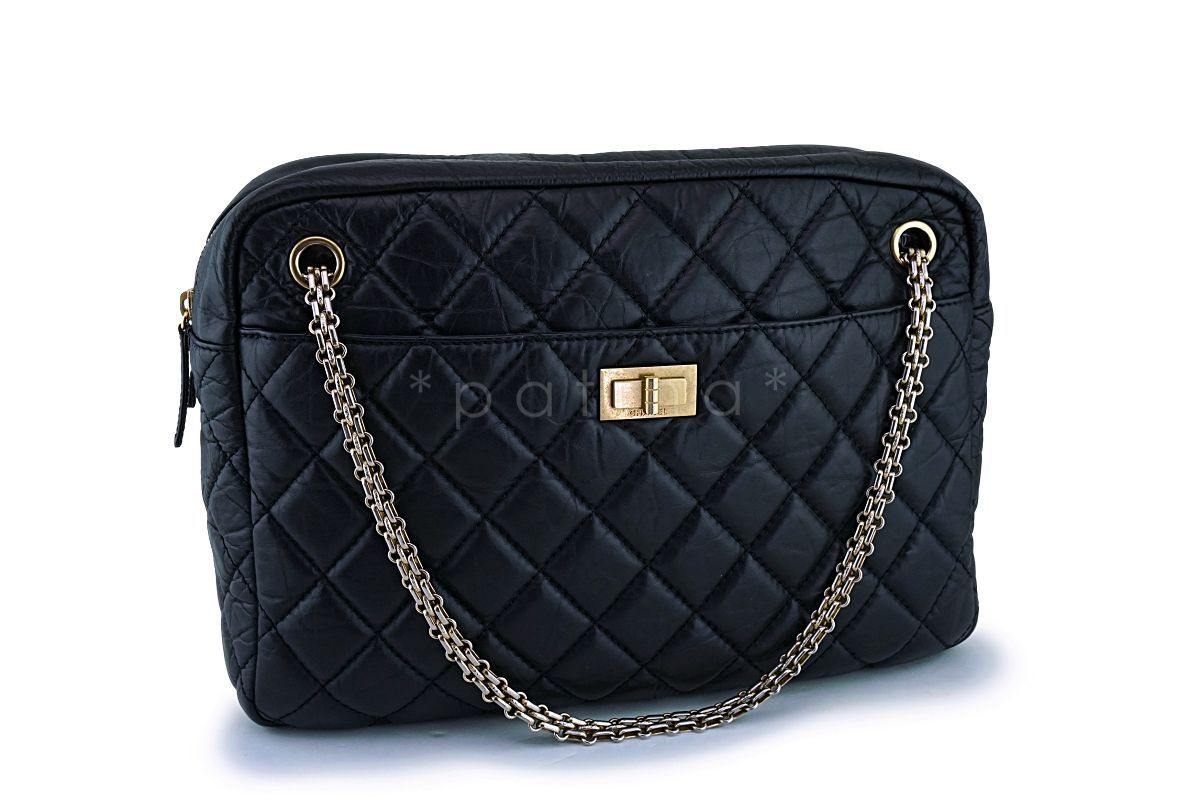 Chanel Black Aged Calfskin Classic Reissue Camera Case Bag GHW