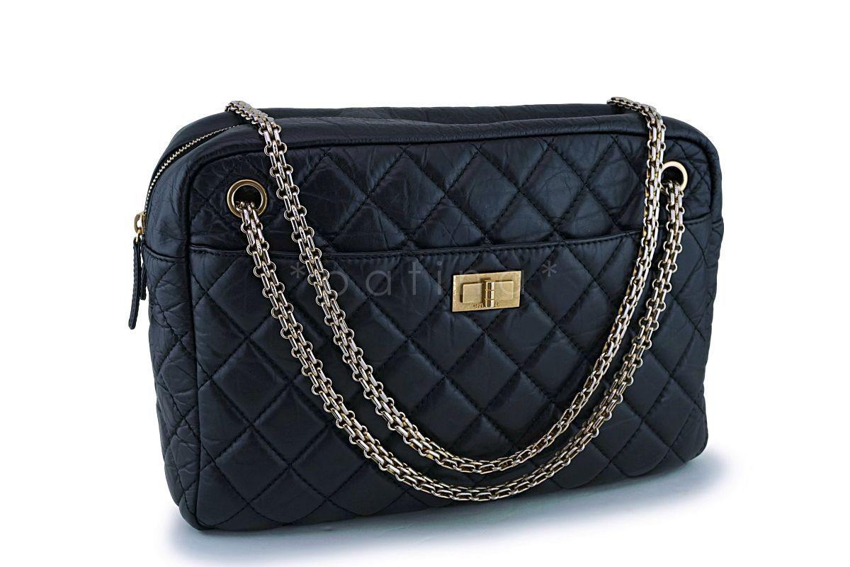 Chanel Black Aged Calfskin Classic Reissue Camera Case Bag GHW