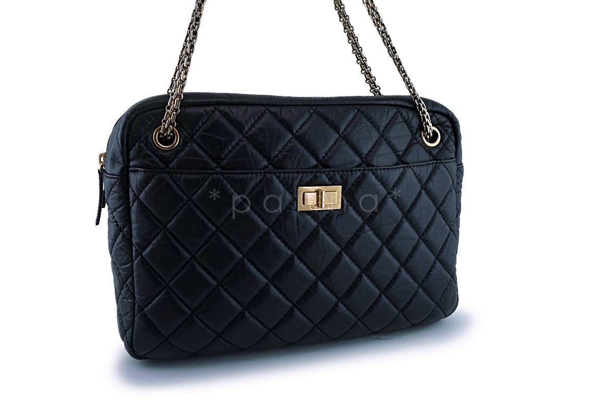 Chanel Black Aged Calfskin Classic Reissue Camera Case Bag GHW