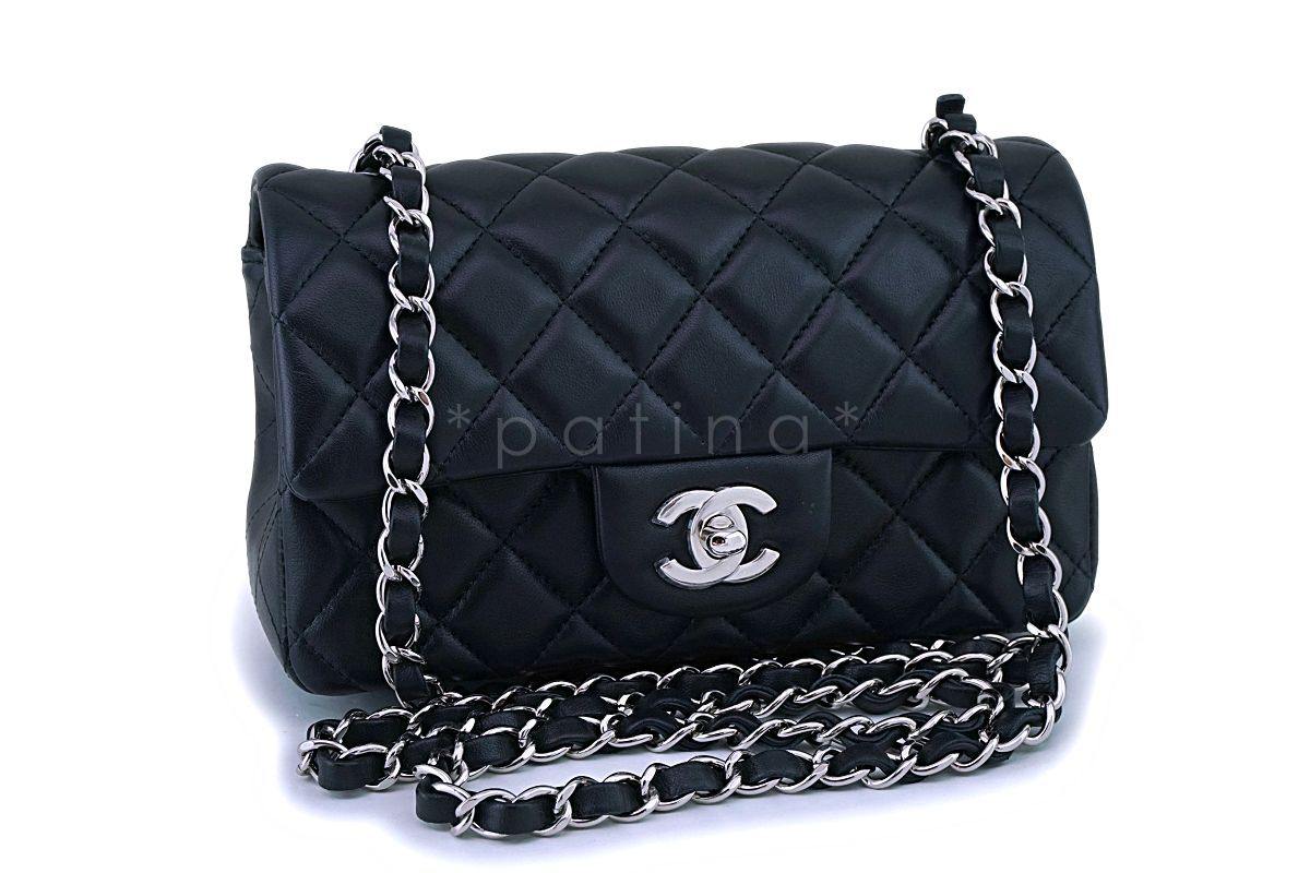Chanel Black Lambskin Rectangular Mini Classic Flap Bag SHW