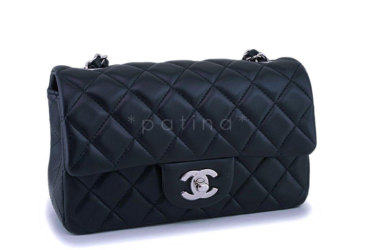 Chanel Black Lambskin Rectangular Mini Classic Flap Bag SHW