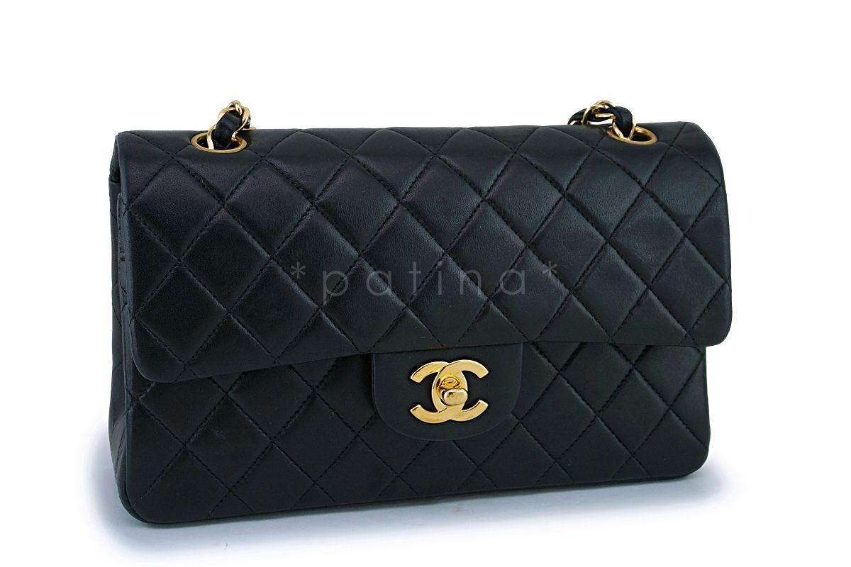 Chanel Small Black Lambskin Classic Double Flap Bag 24k GHW