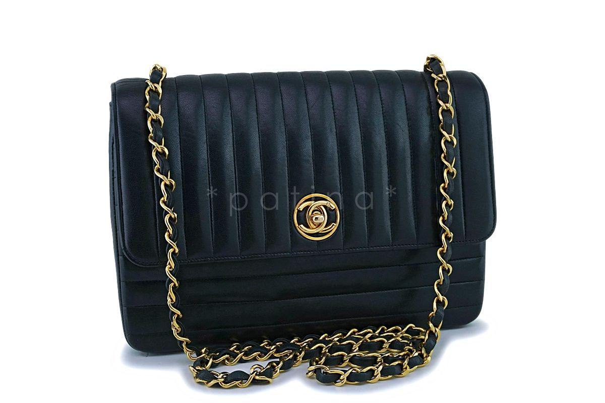 Chanel Vintage Mademoiselle Circle Logo Shoulder Flap Bag 24k GHW