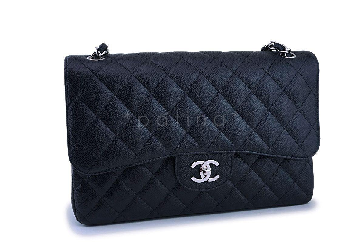 Chanel Black Caviar Jumbo Classic Double Flap Bag SHW