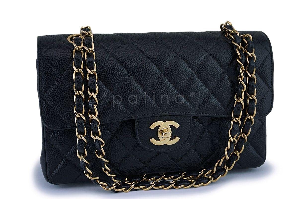 Chanel Black Caviar Small Classic Double Flap Bag 24k GHW